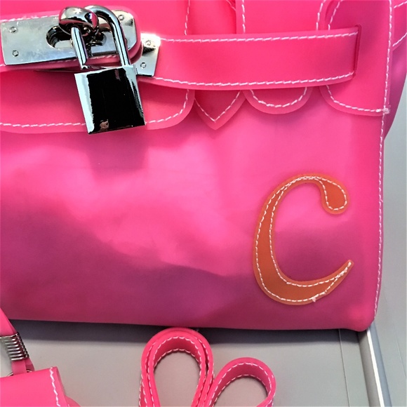 Josh & Caleb Handbags - Josh & Caleb Whimsy Plastic Handbag Lock&Key Neon